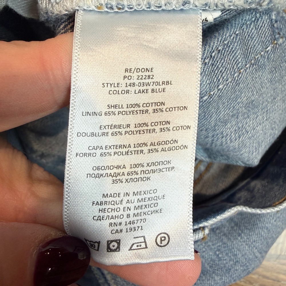 Re/Done Low Rise Bell Bottom Flare Jeans Lake Blue Size 10/30 - Picture 6 of 10